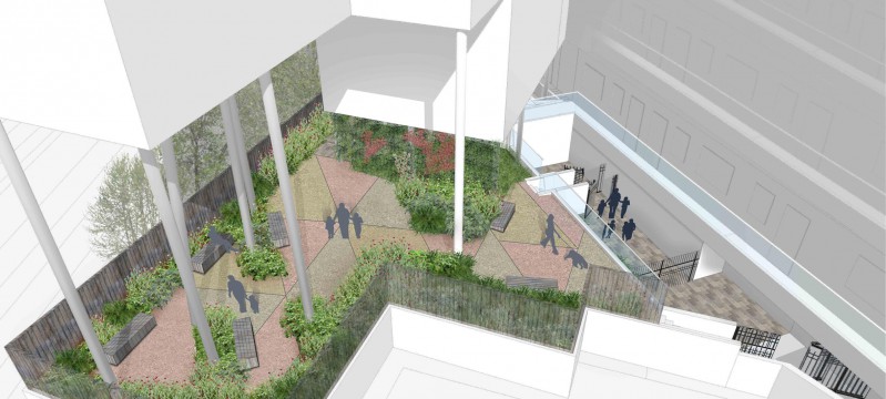Davis Landscape Architects Iverson Road London Residential Landscape Design Architect Rendered Visualisation Courtyard