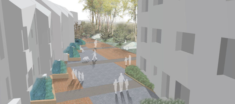 Davis Landscape Architecture Grange Road London Residential Home Zone Landscape Architect Rendered Visualisation