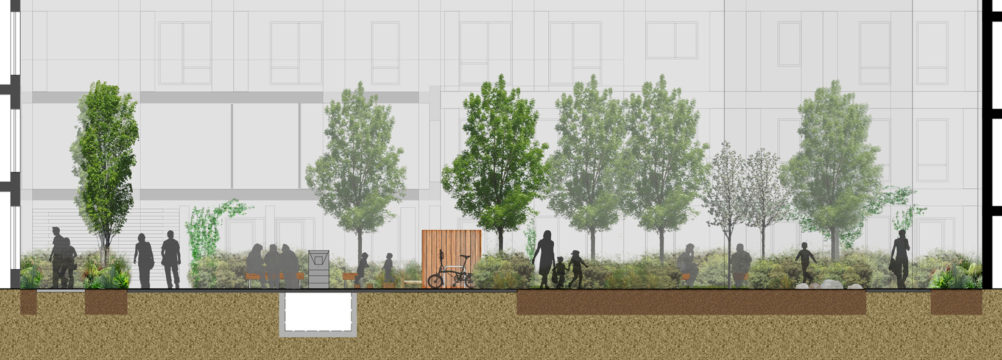 Davis Landscape Architecture Bow Road London Housing Residential Shared Space Play Landscape Architect Rendered Elevation