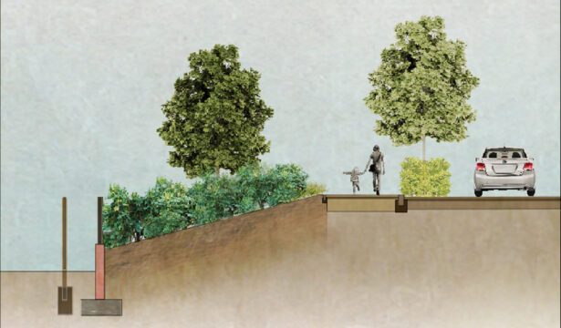 Davis Landscape Architecture Port Lane Hythe Colchester Residential Landscape Architect Design Render Retaining Wall Section